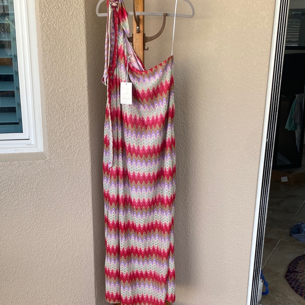 Show Me Your MuMu Zigzag Maxi Dress in Pink and White